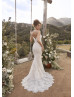 V Neck Beaded Ivory Lace Elegant Wedding Dress